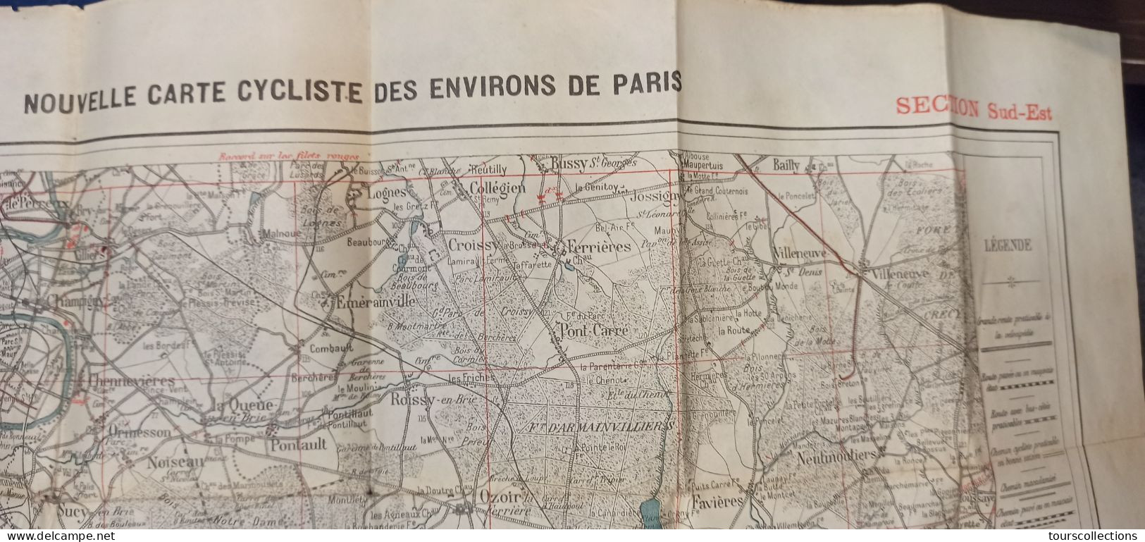 CARTE CYCLISTE ROUTIERE TARIDE 1900  Paris Sud Est : Créteil Corbeil Boissy Brie Comte Robert Tournan - DPT 91 Et 77 - Cartes Routières