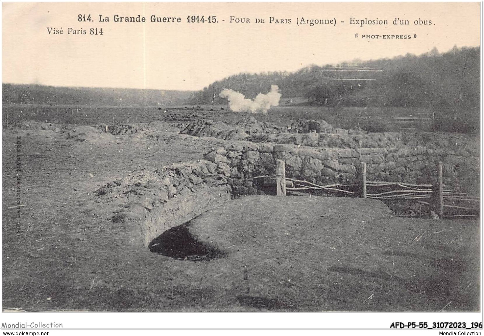 AFDP5-55-0594 - LA GRANDE GUERRE 1914-15 - Four De Paris - ARGONNE - Explosion D'un Obus  - Clermont En Argonne