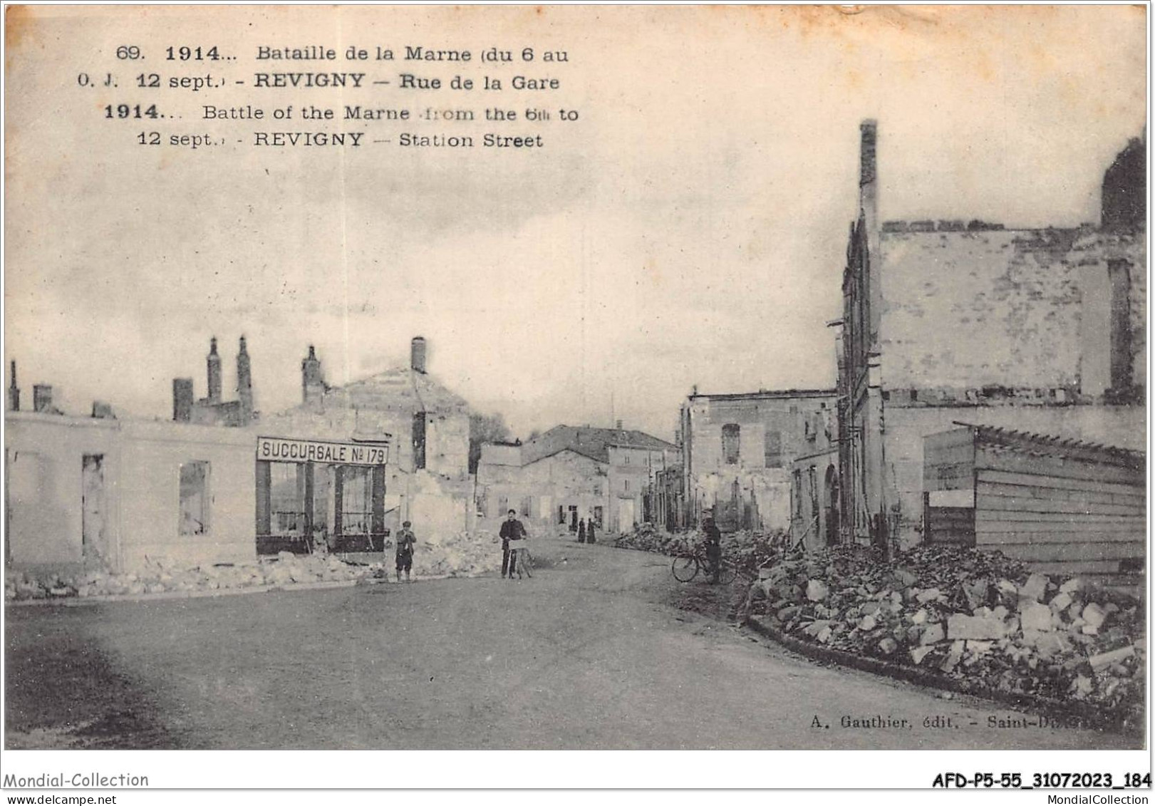 AFDP5-55-0588 - Bataille De La Marne - REVIGNY - Rue De La Gare  - Revigny Sur Ornain