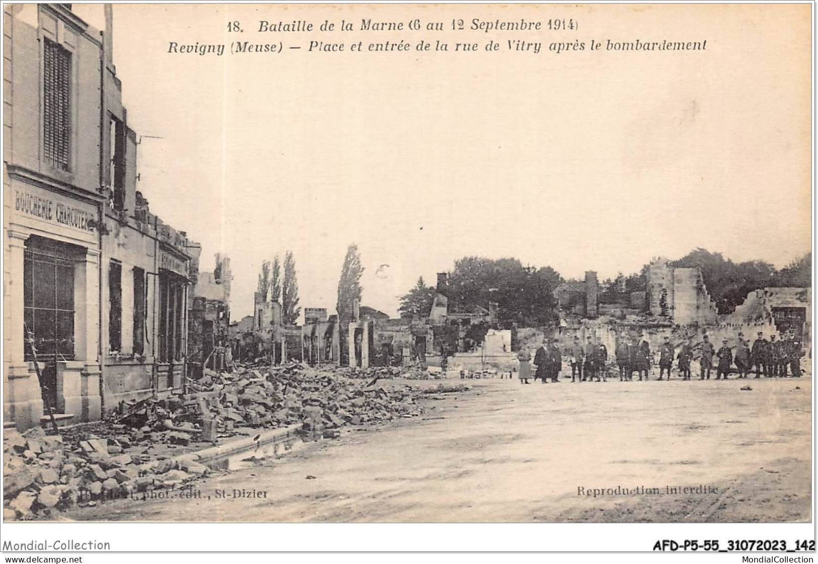 AFDP5-55-0567 - Bataille De La Marne - REVIGNY - Place Et Entrée De La Rue Vitry Après Le Bombardement  - Revigny Sur Ornain