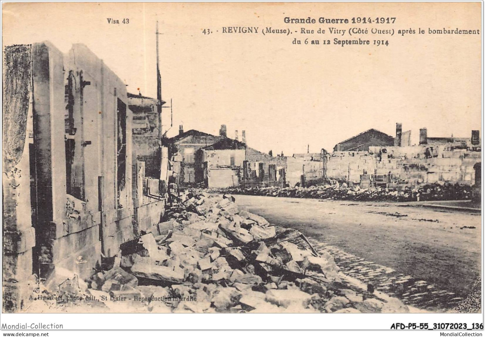 AFDP5-55-0564 - GRANDE GUERRE 1914-1917 - REVIGNY - Rue Vitry - Côté Ouest - Après Le Bombardement  - Revigny Sur Ornain