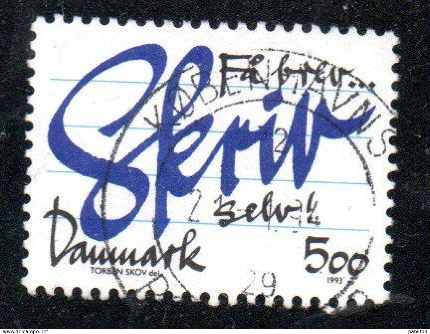 DANEMARK DANMARK DENMARK DANIMARCA 1993 LETTER WRITING CAMPAIGN 5k USED USATO OBLITERE' - Oblitérés