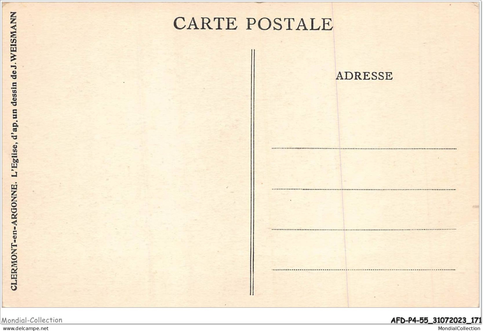 AFDP4-55-0471 - CLERMONT-EN-ARGONNE - L'église - D'ap Un Dessin De J Weismann - Clermont En Argonne