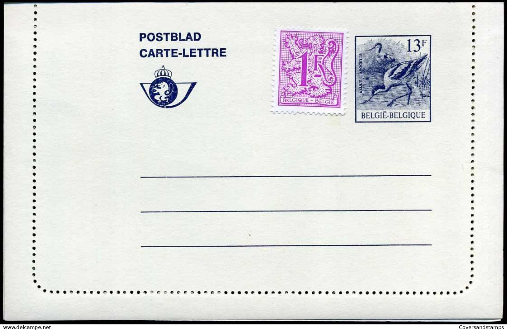 Postblad / Carte-lettre - Kluut/avocette - 1985-.. Vogels (Buzin)