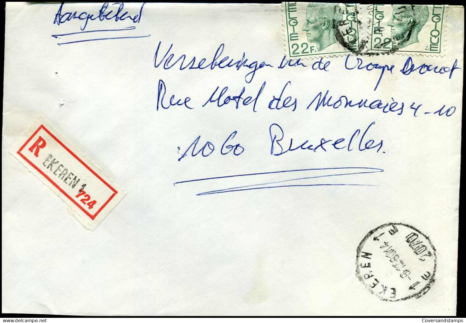 Aangetekende Cover Naar Bruxelles : N° 2 X 1945 -- Ekeren 1 - 1970-1980 Elström