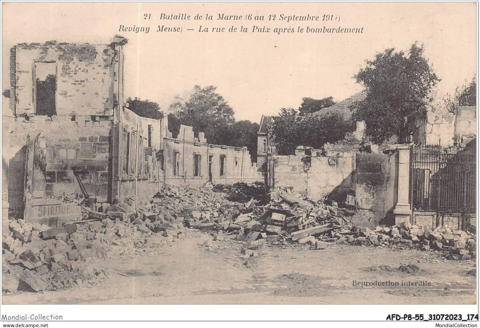 AFDP8-55-0918 - Bataille De La Marne - REVIGNY - La Rue De La Paix Après Le Bombardement  - Revigny Sur Ornain