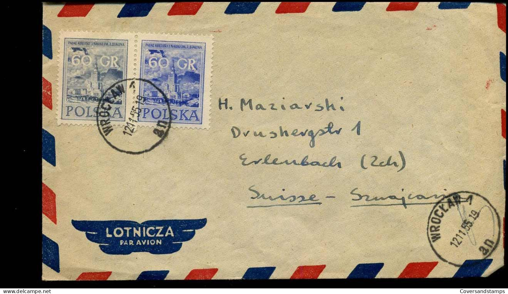 Airmail Cover To Erlenbach, Switzerland - Lettres & Documents