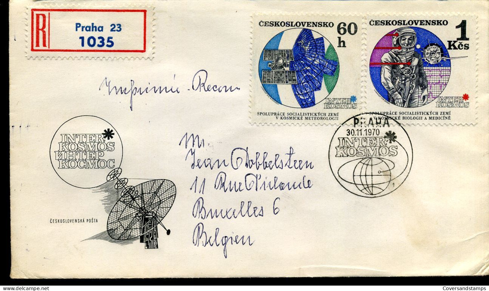 Registered Cover From Prague To Brussels, Belgium - Lettres & Documents