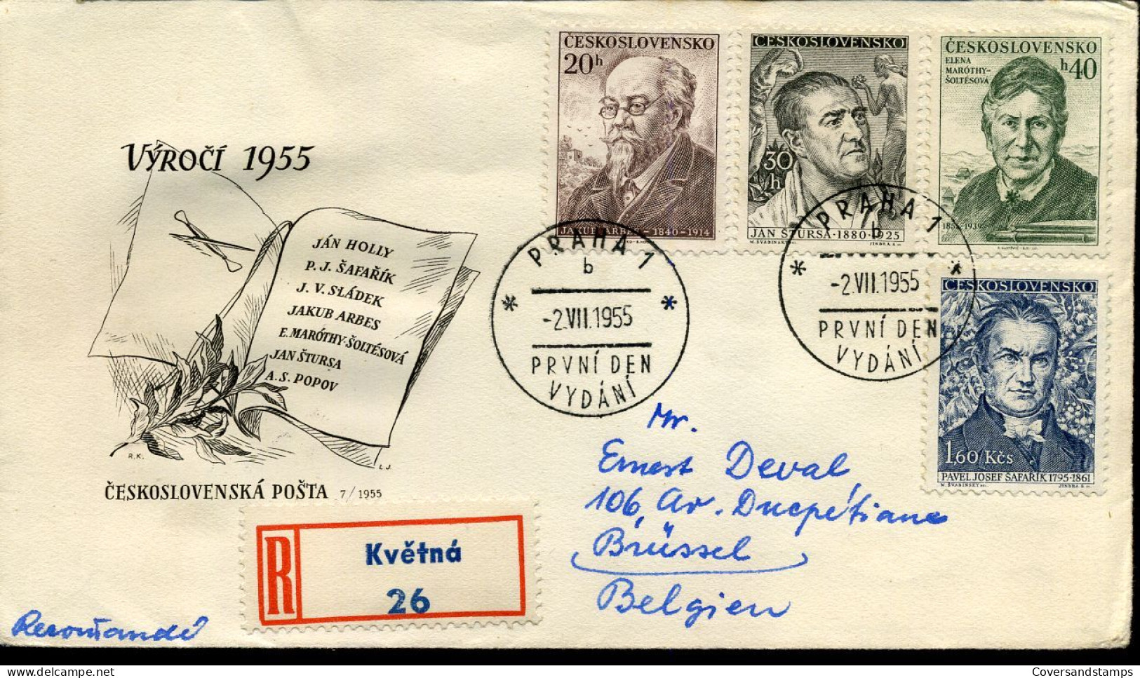 Registered Cover From Prague To Brussels, Belgium - Lettres & Documents