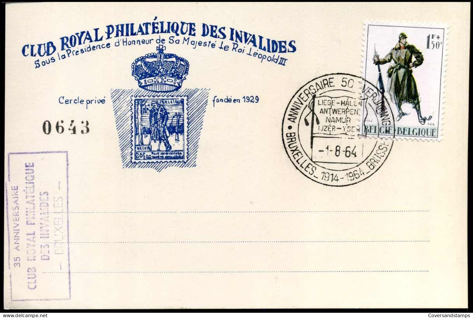 Souvenir - 'Club Royal Philatélique Des Invalides' - N° 1293  - Lettres & Documents