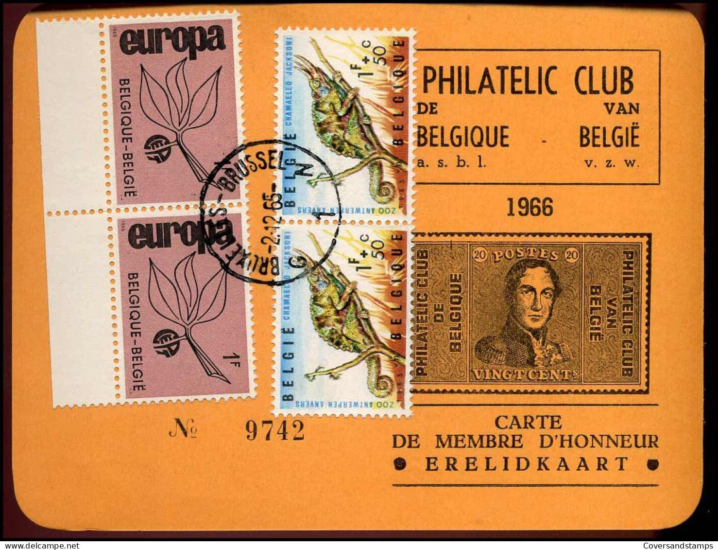 Erelidkaart / Carte De Membre D'Honneur -- Philatelic Club Van België - Mitgliedskarten