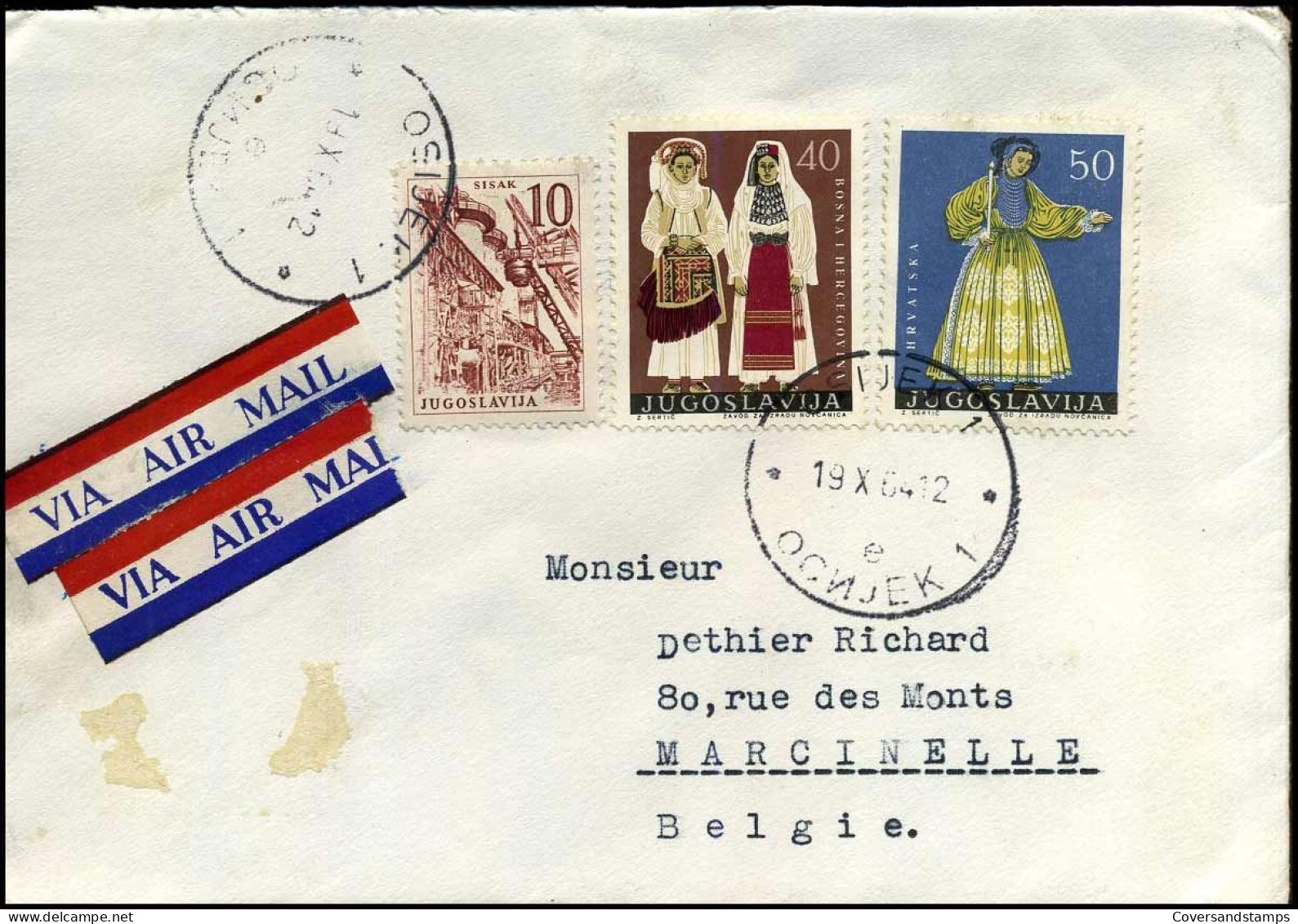 Cover To Marcinelle, Belgium - Lettres & Documents