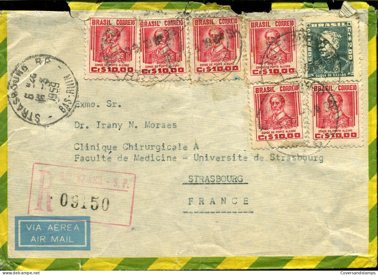 Registered Cover To Strasbourg, France - Cartas & Documentos