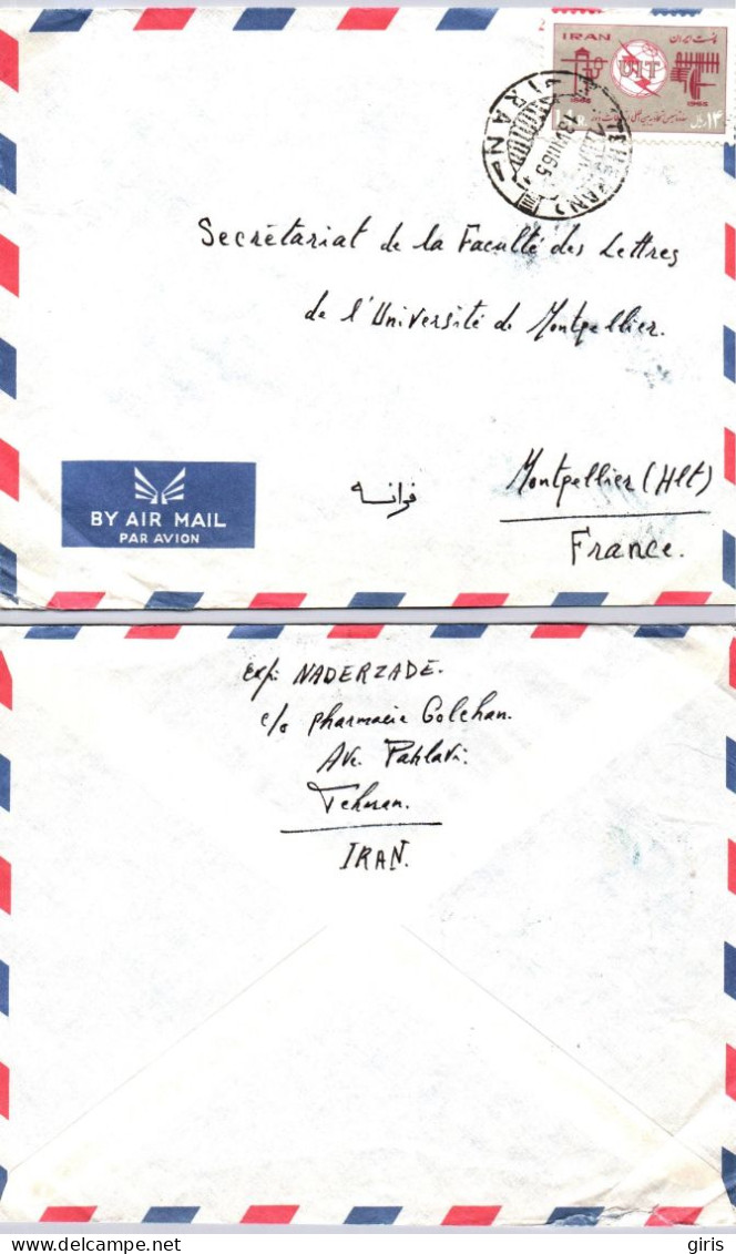 Iran - Lettre - Départ Téhéran 1972 - Pour Montpellier - Université De Montpellier - Irán