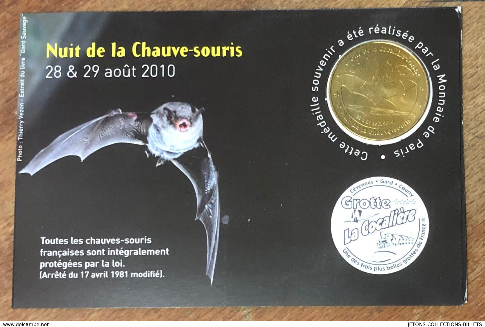 30 COURRY GROTTE DE LA COCALIÈRE CHAUVE-SOURIS + ENCART MDP 2010 MÉDAILLE MONNAIE DE PARIS JETON MEDALS COINS TOKENS - 2010