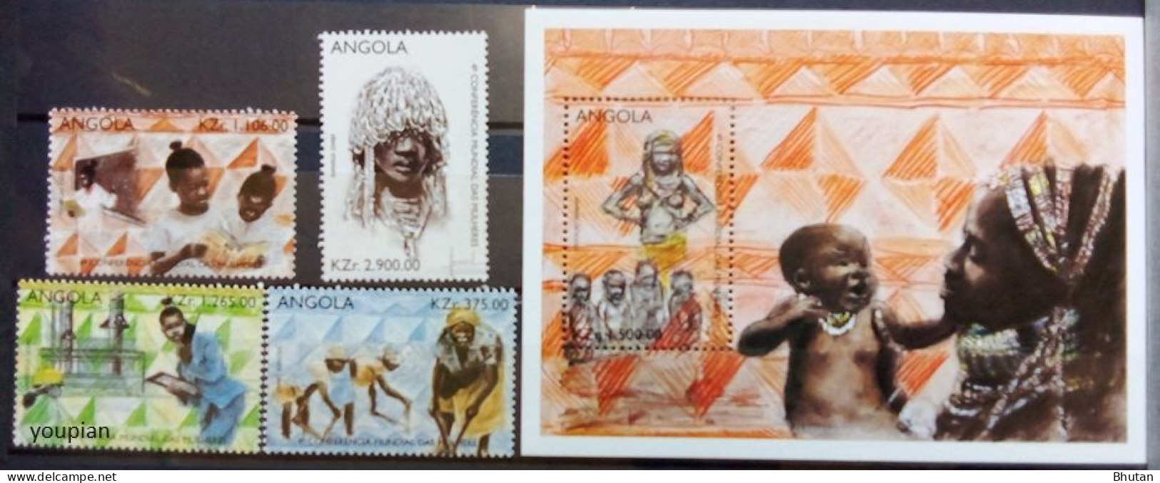 Angola 1996, 4th World Female Conference, MNH S/S And Stamps Set - Angola