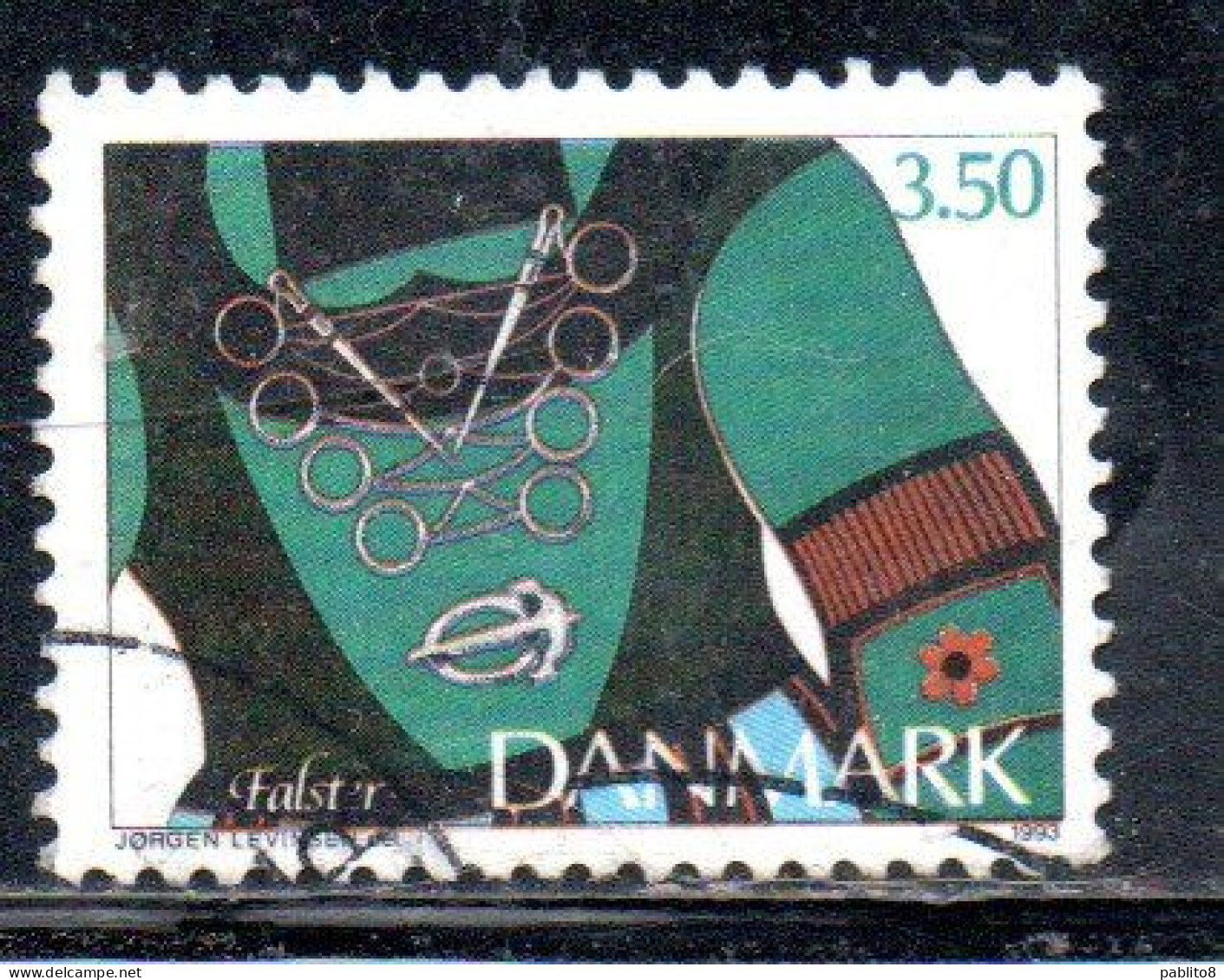 DANEMARK DANMARK DENMARK DANIMARCA 1993 ETHNIC JEWELRY FALSTER 3.50k USED USATO OBLITERE' - Oblitérés