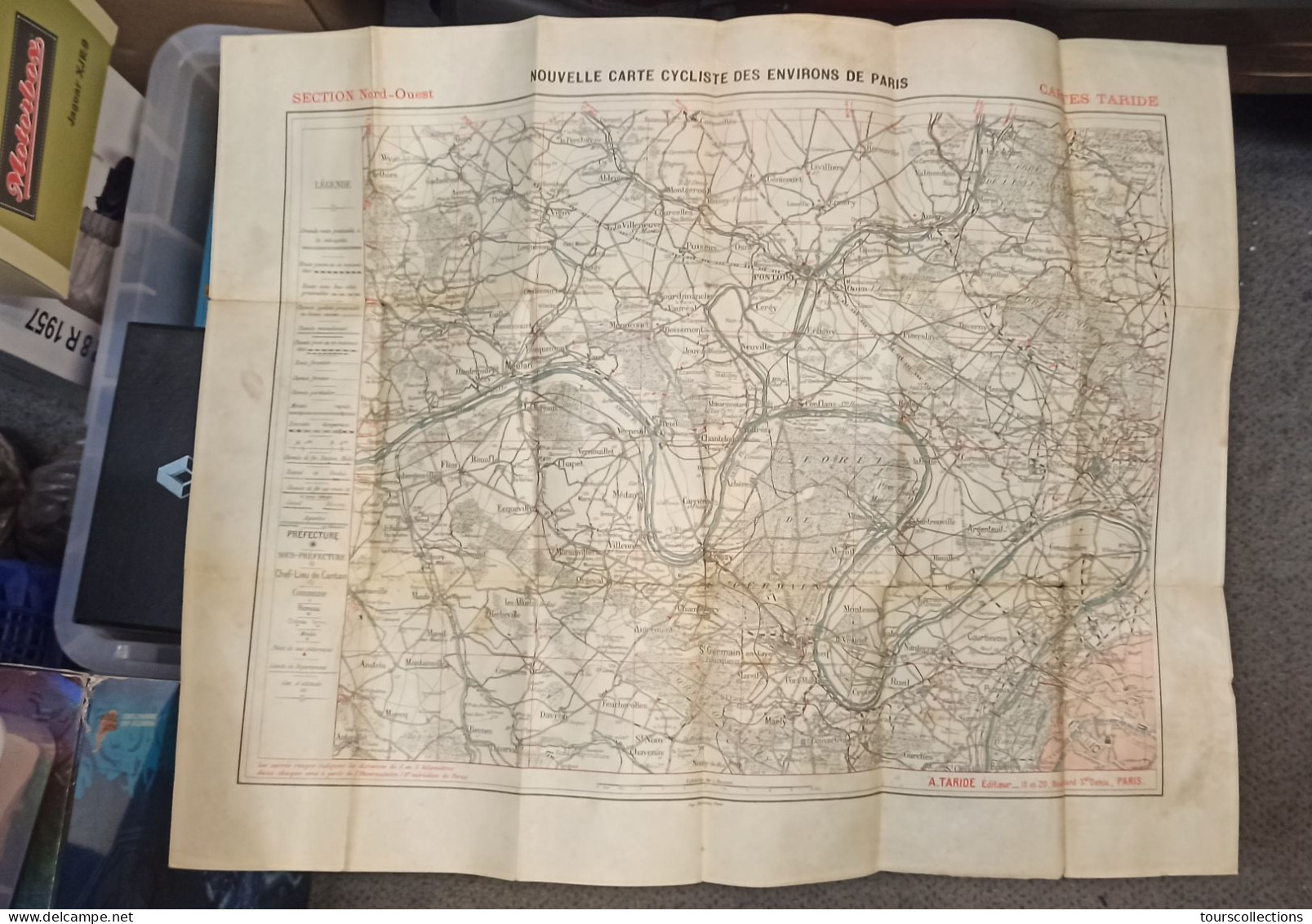 CARTE CYCLISTE ROUTIERE TARIDE 1900  Paris Nord Ouest : Meulan St Germain En Laye Neuilly Montmorency DPT 78 92 95 - Cartes Routières