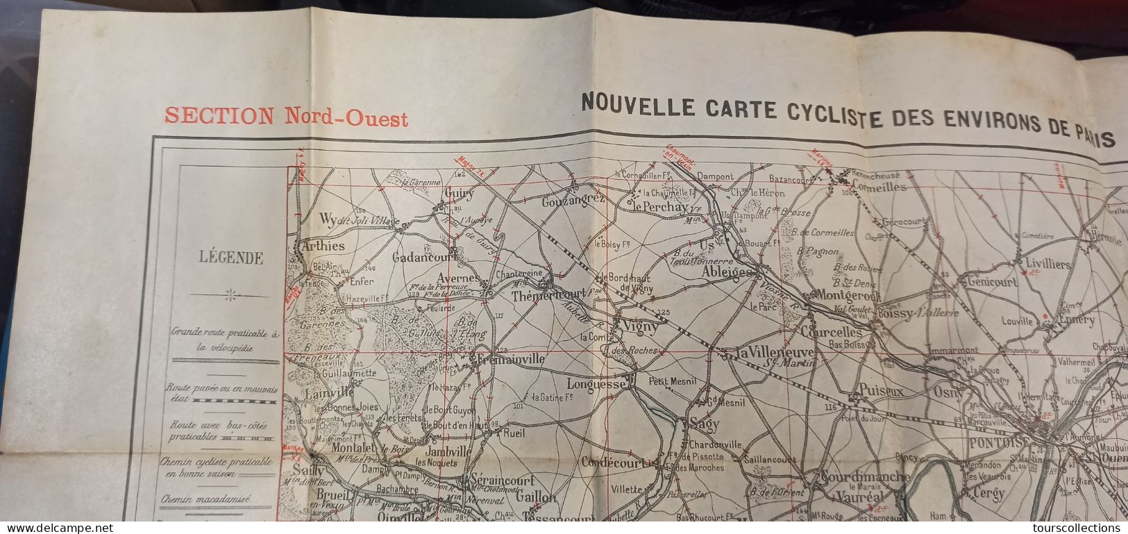 CARTE CYCLISTE ROUTIERE TARIDE 1900  Paris Nord Ouest : Meulan St Germain En Laye Neuilly Montmorency DPT 78 92 95 - Cartes Routières