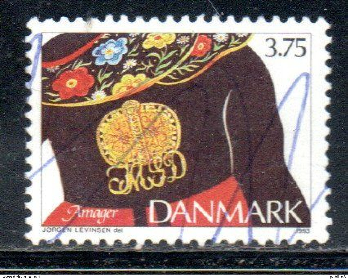 DANEMARK DANMARK DENMARK DANIMARCA 1993 ETHNIC JEWELRY AMAGER 3.75k USED USATO OBLITERE' - Oblitérés