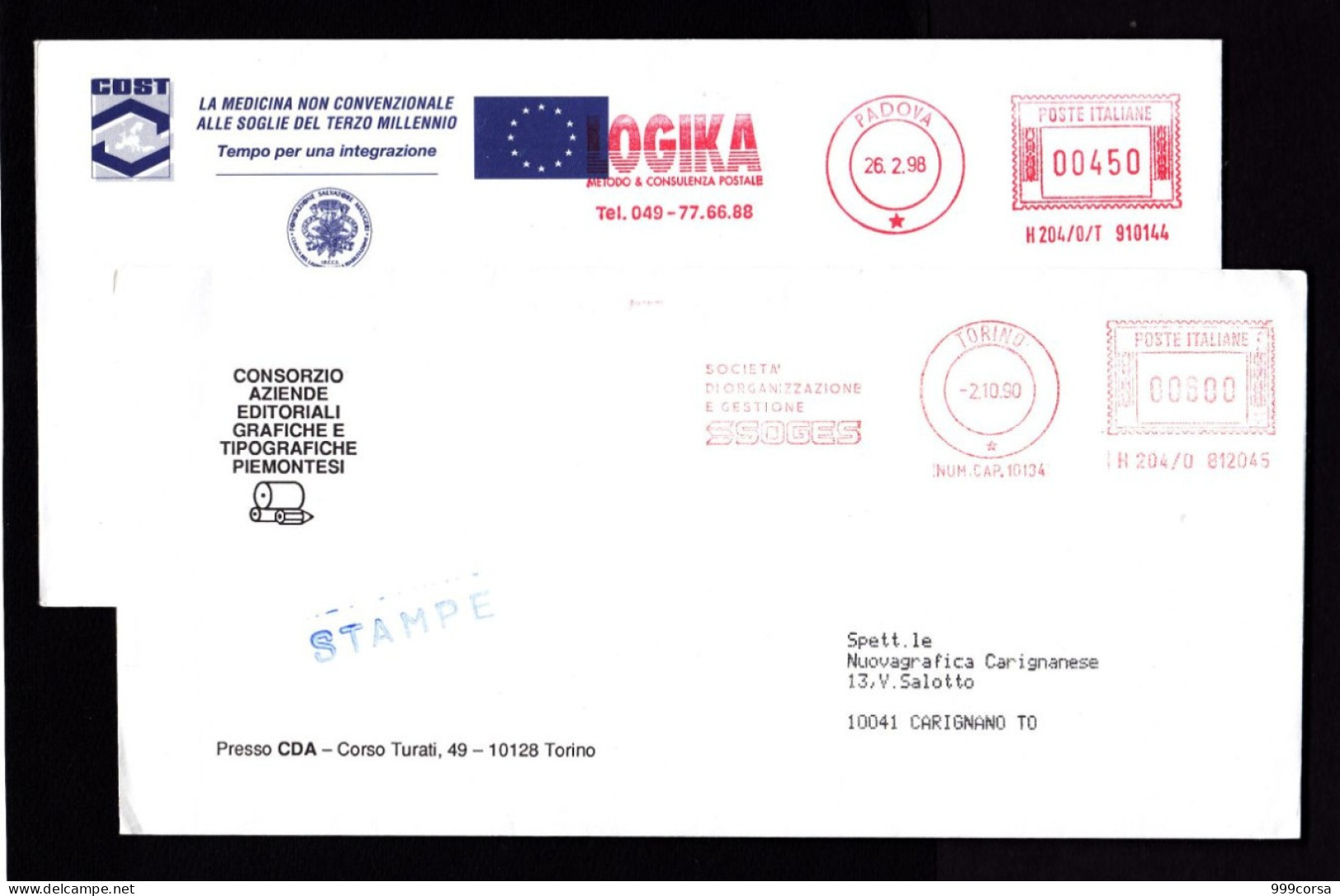 A.m., Società Di Organizzazione,consulenza E Gestione, S-Soges, Torino, Logika, Padova, (Re) Ema,meter,freistempel - Franking Machines (EMA)