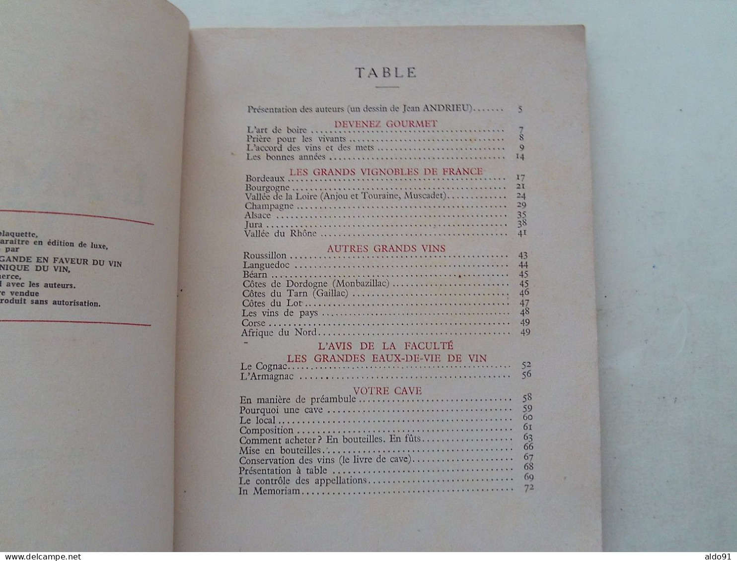 (Gastronomie - Œnologie...) -  Bréviaire De L'Amateur De Vins  (1951 - Hors Commerce)............voir Scans - Gastronomie