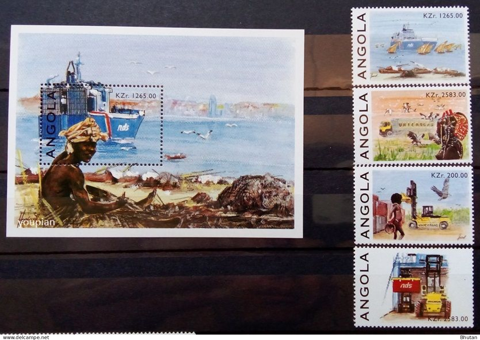 Angola 1996, Freight Transport, MNH S/S And Stamps Set - Angola