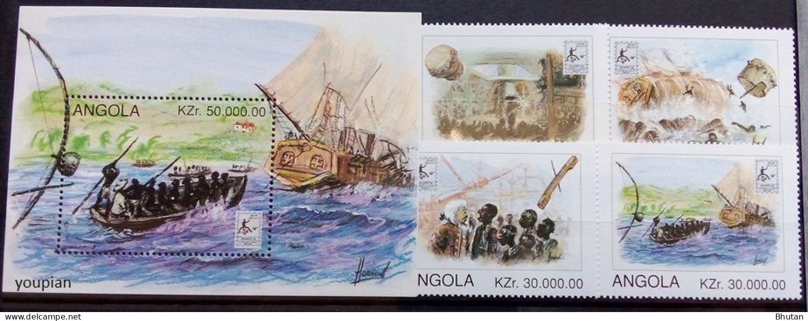 Angola 1996, Slave Transport, MNH S/S And Stamps Set - Angola