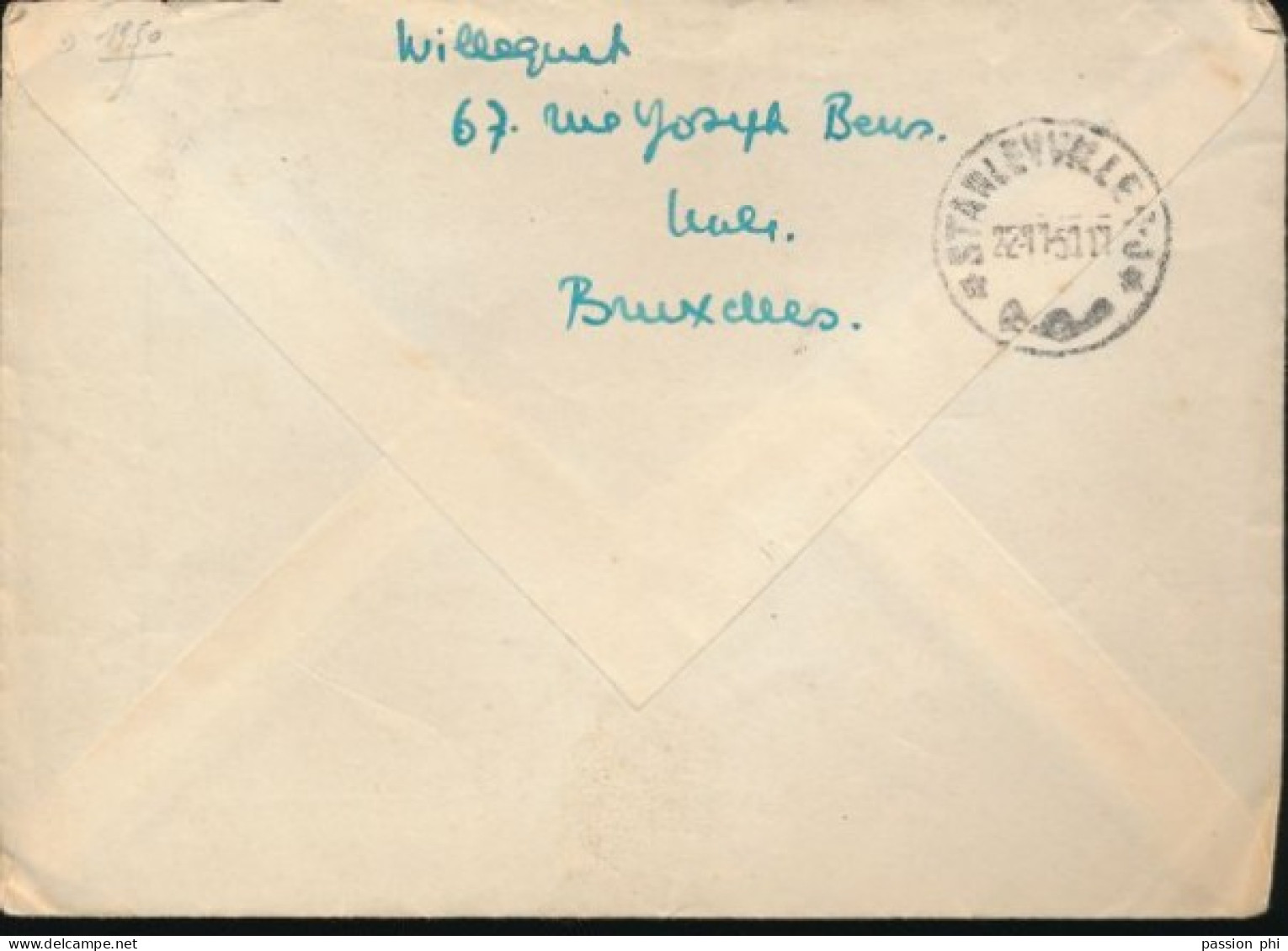BELGIUM BELGIAN CONGO LETTRE PAR AVIO D'UCCLE EN 1950 VERS STAN; - Briefe U. Dokumente