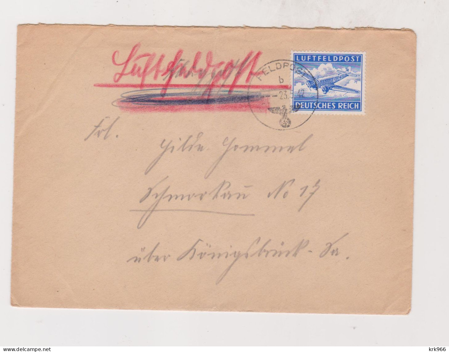 GERMANY WW II 1942 Military Airmail Cover - Briefe U. Dokumente