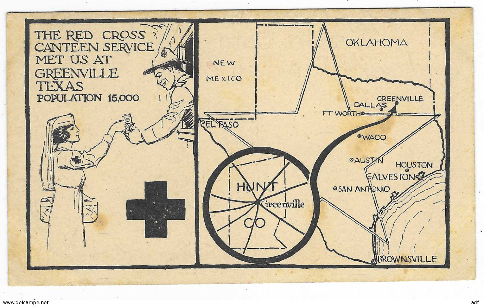 CPA THE RED CROSS CANTEEN SERVICE MET US AT GREENVILLE, TEXAS, CROIX ROUGE, ETATS UNIS - Rotes Kreuz