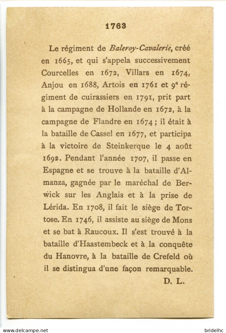 Image Cuirassiers 1763 Eugène Titeux  Baleroy-Cavalerie - Sonstige & Ohne Zuordnung