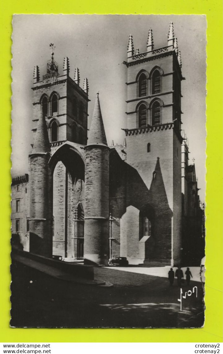 34 MONTPELLIER N°361 La Cathédrale Saint Pierre Voiture Ancienne Marque ? VOIR DOS Et Flamme En 1960 - Montpellier