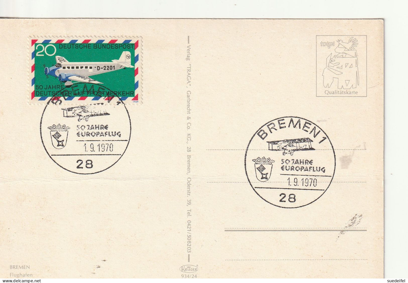 Pan American, , Flugpatz Bremen, Sonderstempel - 1946-....: Modern Tijdperk