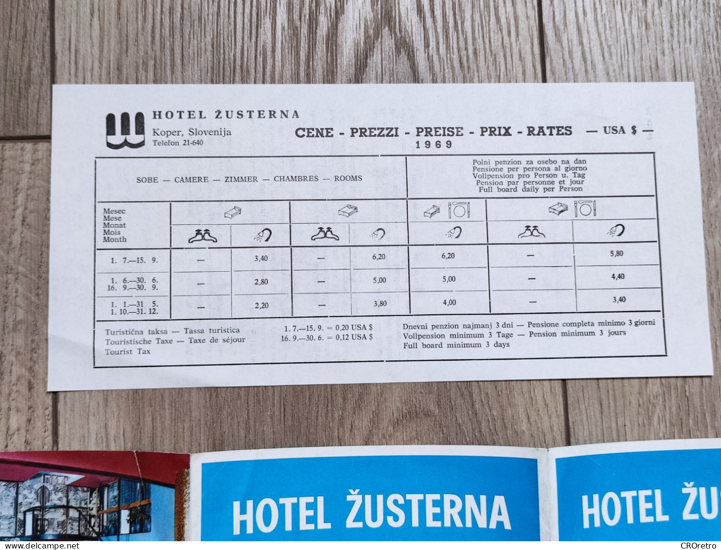 KOPER - Hotel "Žusterna" SLOVENIA (ex Yugoslavia), Vintage Tourism Brochure + Preise List 1969, Prospect, Guide (pro3) - Dépliants Touristiques