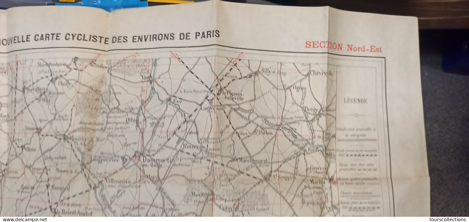 CARTE CYCLISTE ROUTIERE TARIDE 1900  Paris Nord Est : Luzarches St Denis Gonesse Lagny Clave Dammartin Dpt 95 93 77 60 - Cartes Routières