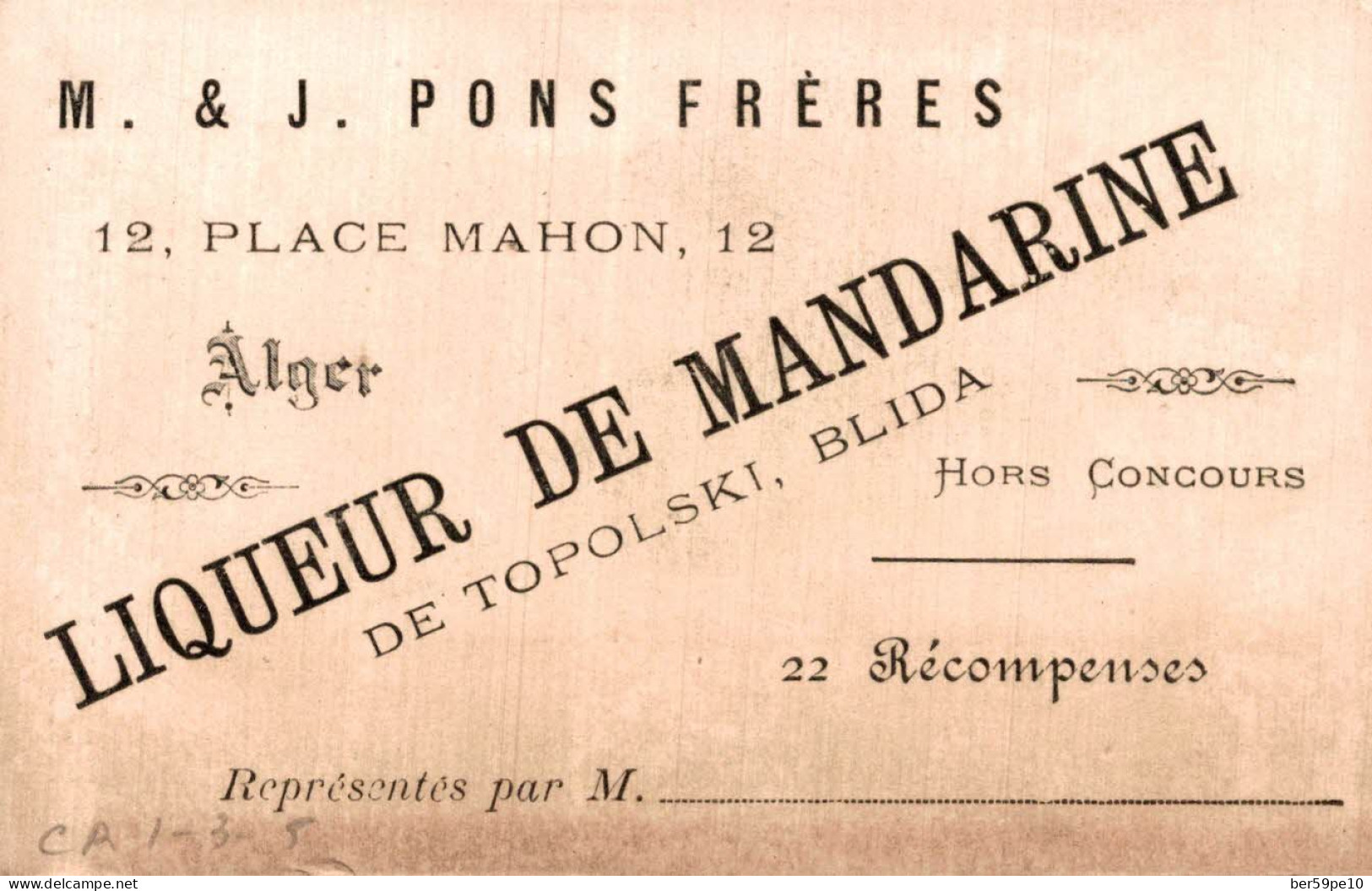 CHROMO LIQUEUR DE MANDARINE M. & J. PONS FRERES ALGER  SOLDAT DANEMARK MEDAILLES MILITAIRES - Autres & Non Classés
