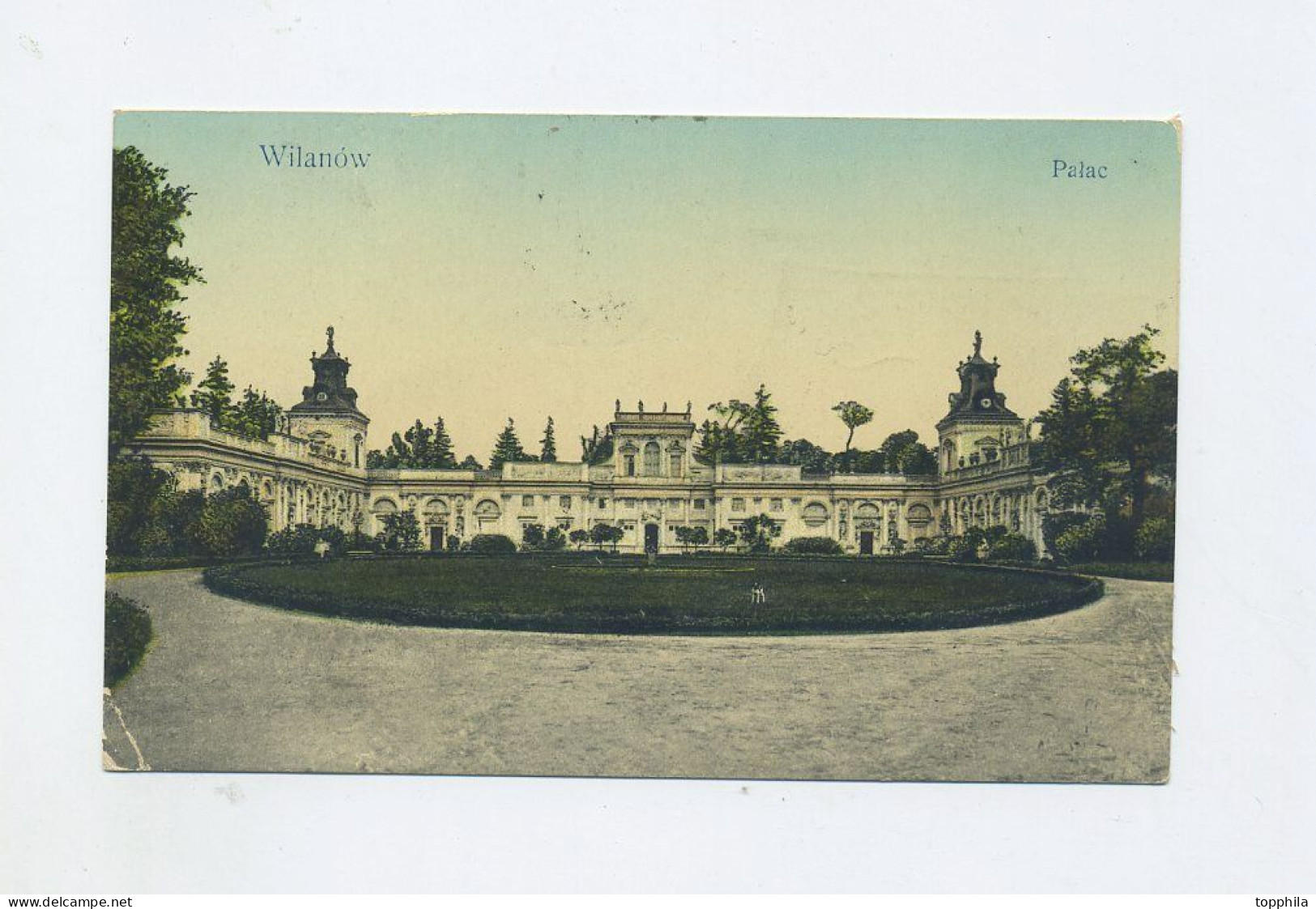 1914 Russland / Polen Farbkarte Palast Wilanow / Warschau Eingehende Post Nach Tanger Marokko - Pologne