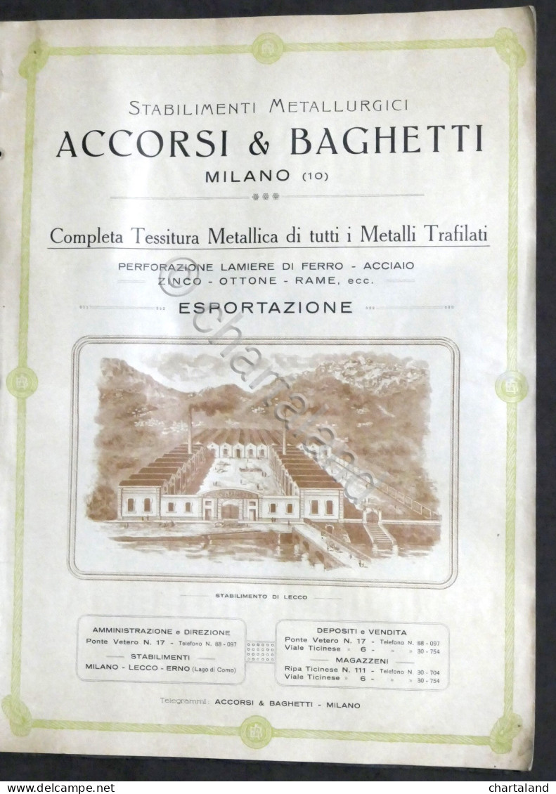 Catalogo Stabilimenti Metallurgici Accorsi & Baghetti - Milano - Anni '20 - Autres & Non Classés