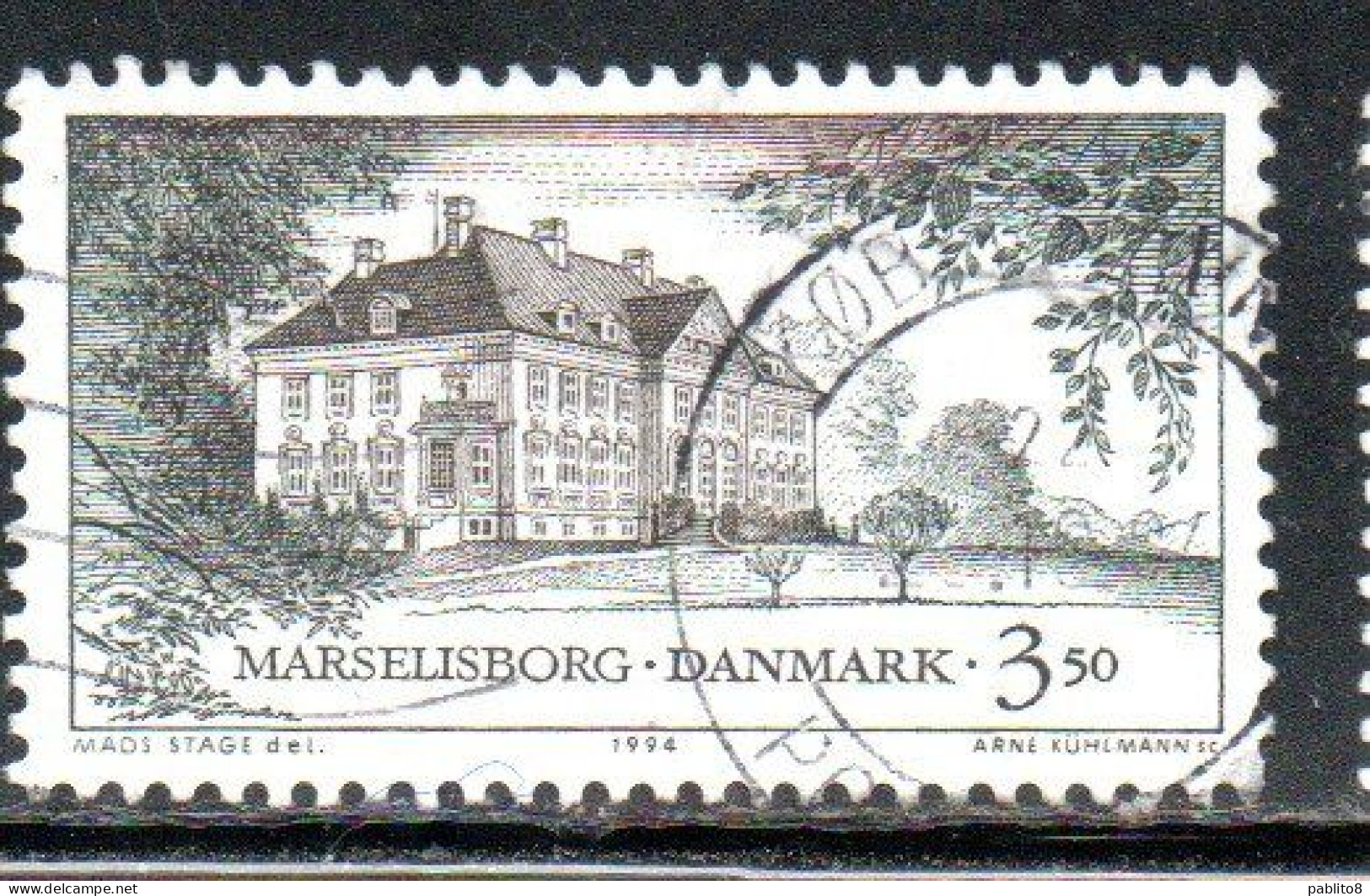 DANEMARK DANMARK DENMARK DANIMARCA 1994 CASTLES MARSELISBORG AARTHUS CASTLE 3.50k USED USATO OBLITERE' - Gebruikt