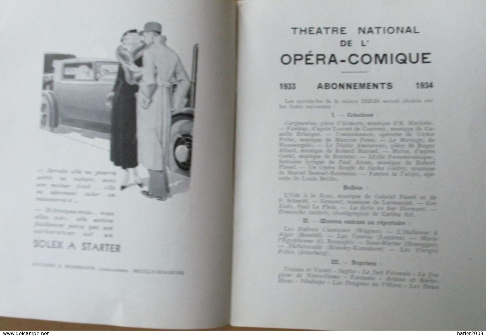Programme THEATRE NATIONAL De L'Opera Comique "Madame BUTTERFLY" - 19 Octobre 1933 - Saison 1933 1934 - 32 Pages - Programmes