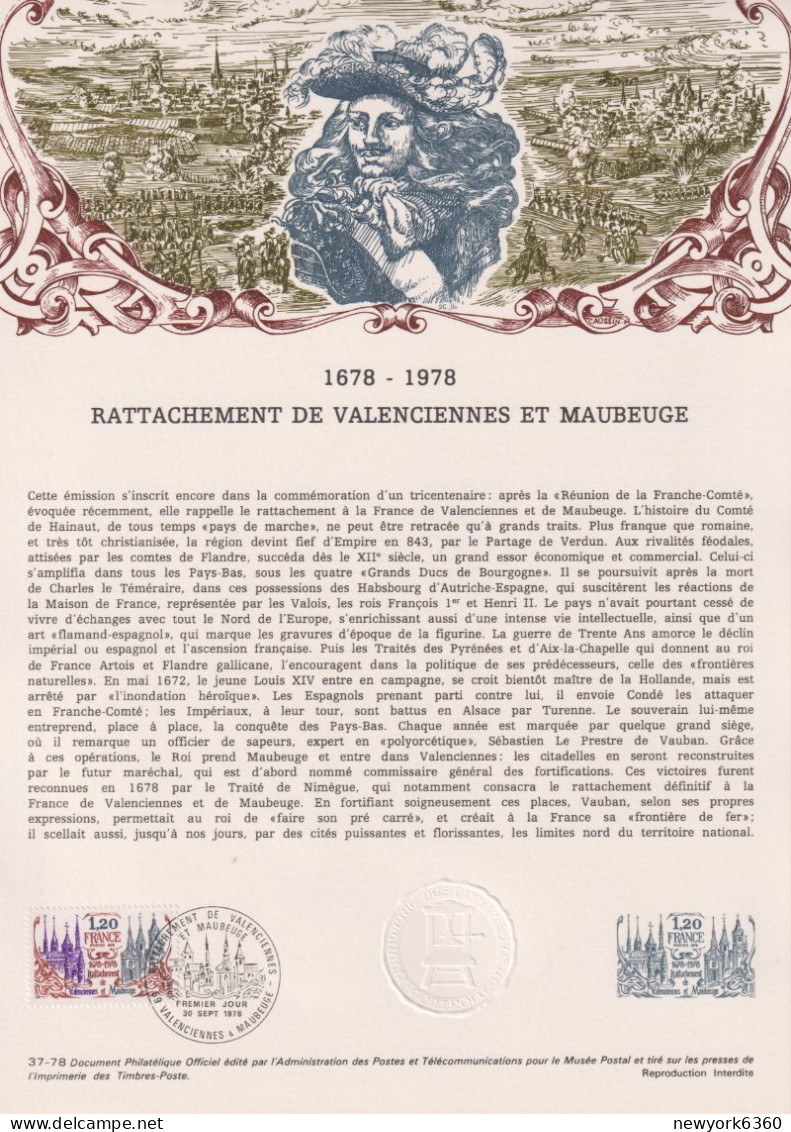 1978 FRANCE Document De La Poste Ratachement De Valenciennes Et Maubeuge N° 2016 - Documents De La Poste