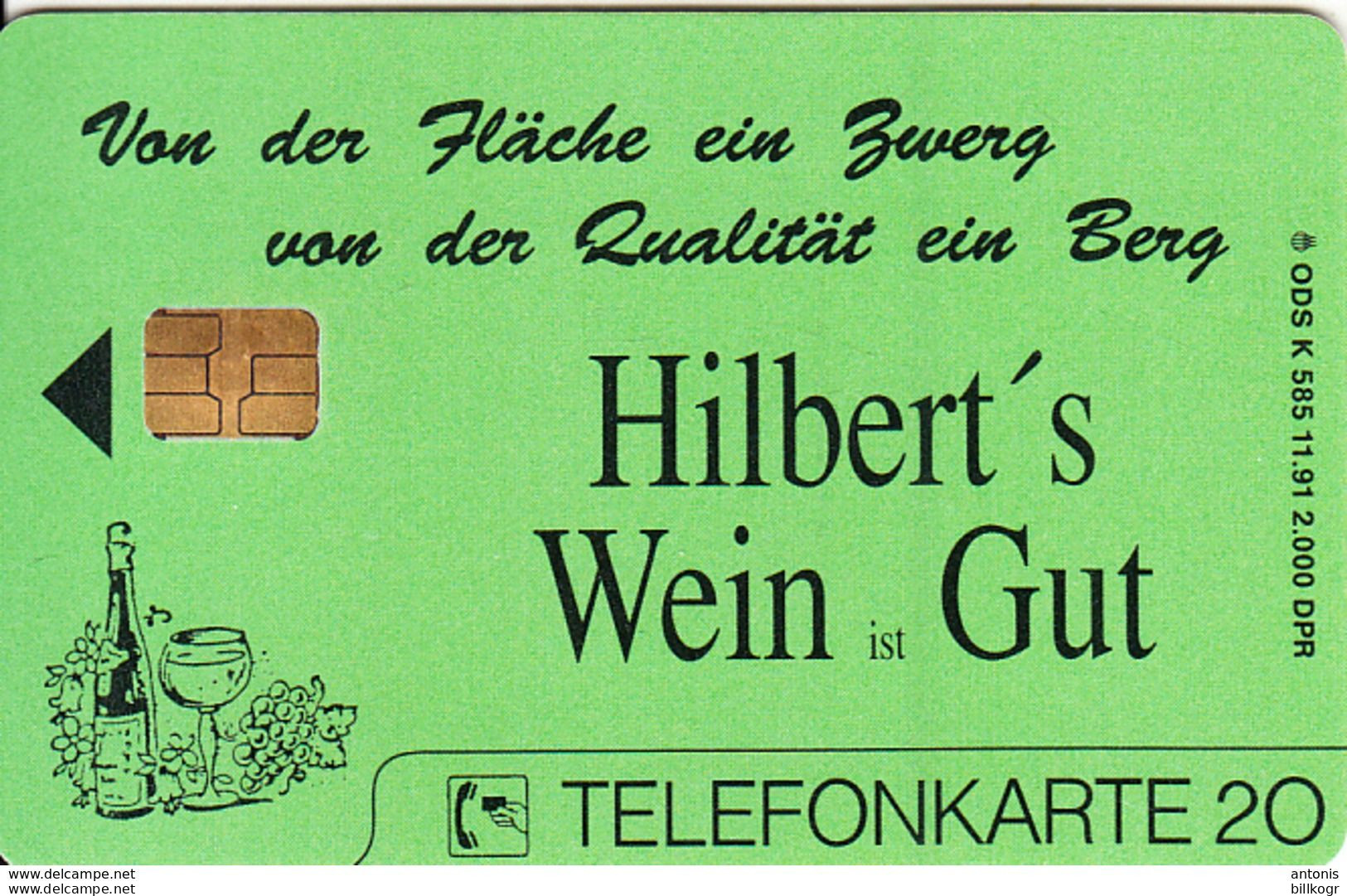 GERMANY - Hilbert"s Wein Ist Gut(K 585), Tirage 2000, 11/91, Mint - K-Series : Série Clients