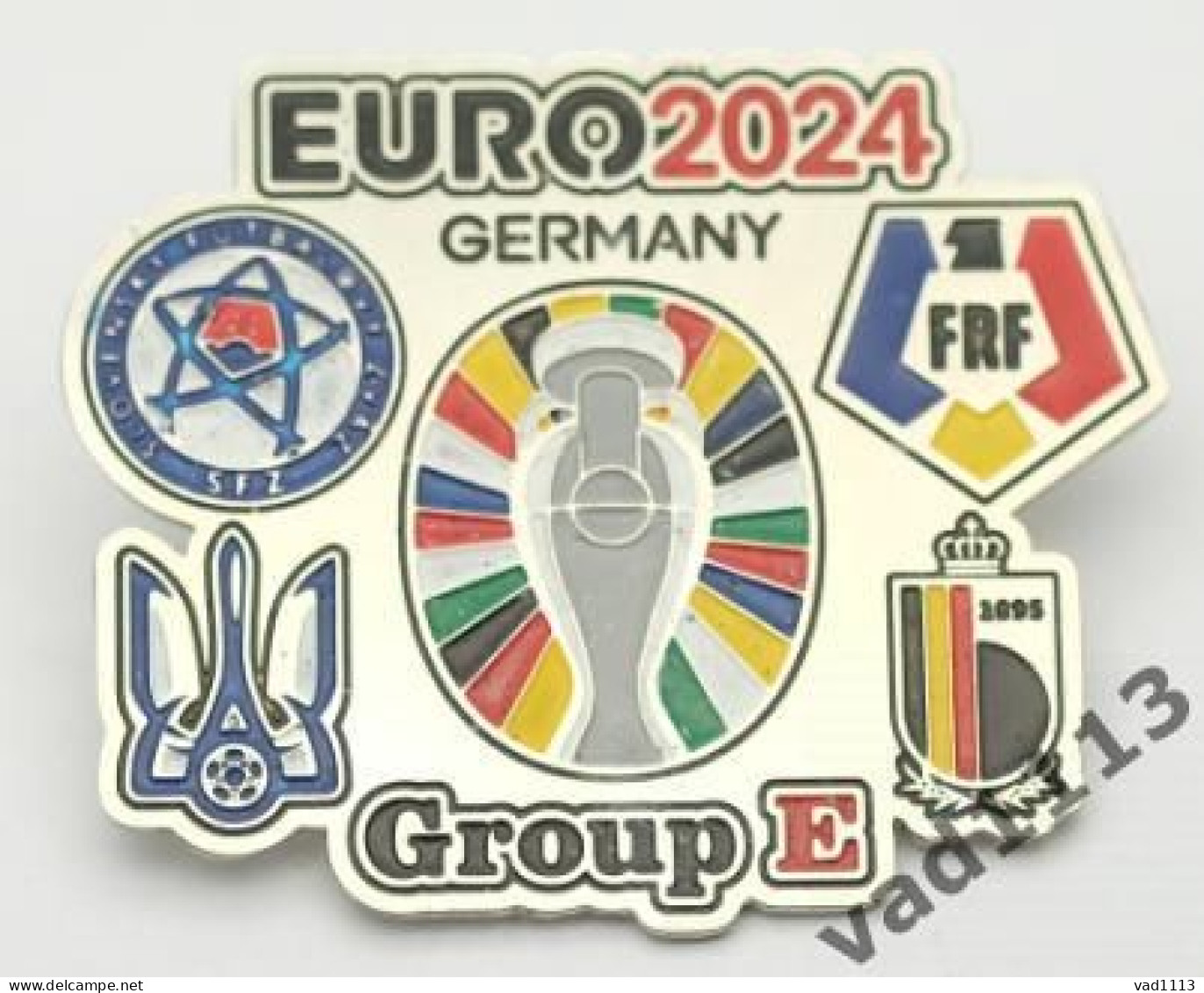 Metal Pin Badge Football EURO 2024 Group E - Slovakia, Ukraine, Belgium, Romania - Voetbal