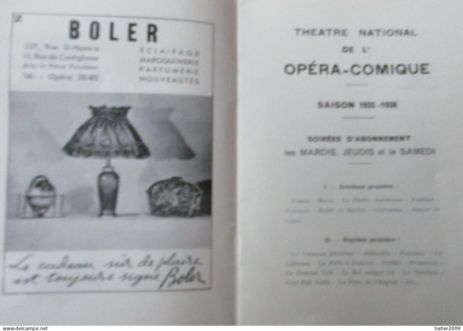 Programme THEATRE NATIONAL De L'Opera Comique Les Contes D'Hoffmann" - 25 Juin 1935 - Saison 1935 1936 - 32 Pages - Programma's