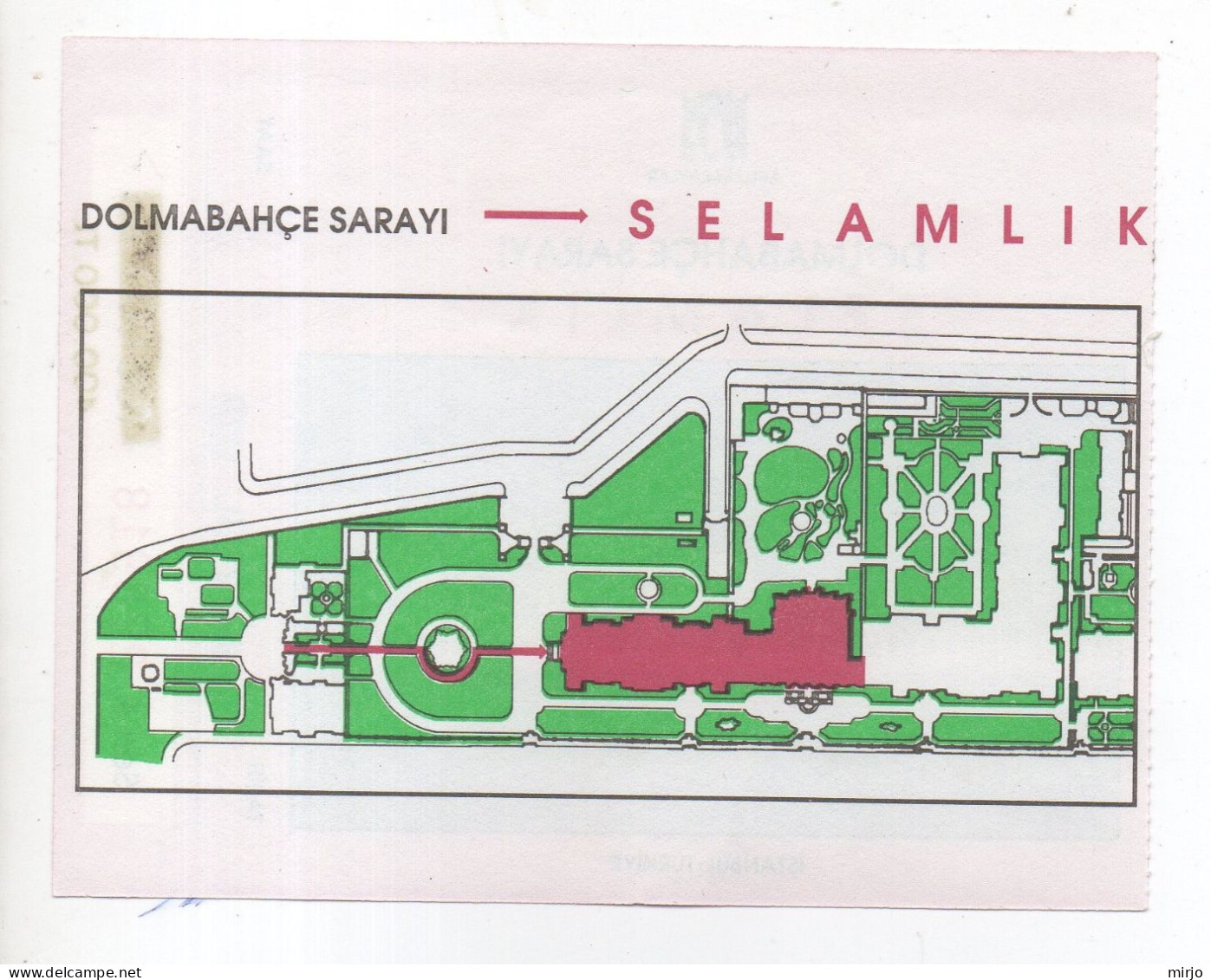 Turkey Dolmabahce Sarayi, Entrance Ticket 1996, Istanbul Bileti Billet - Toegangskaarten