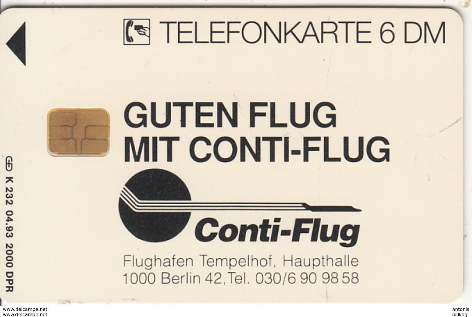 GERMANY(chip) - Conti-Flug(K 232), Tirage 2000, 04/93, Mint - K-Series: Kundenserie