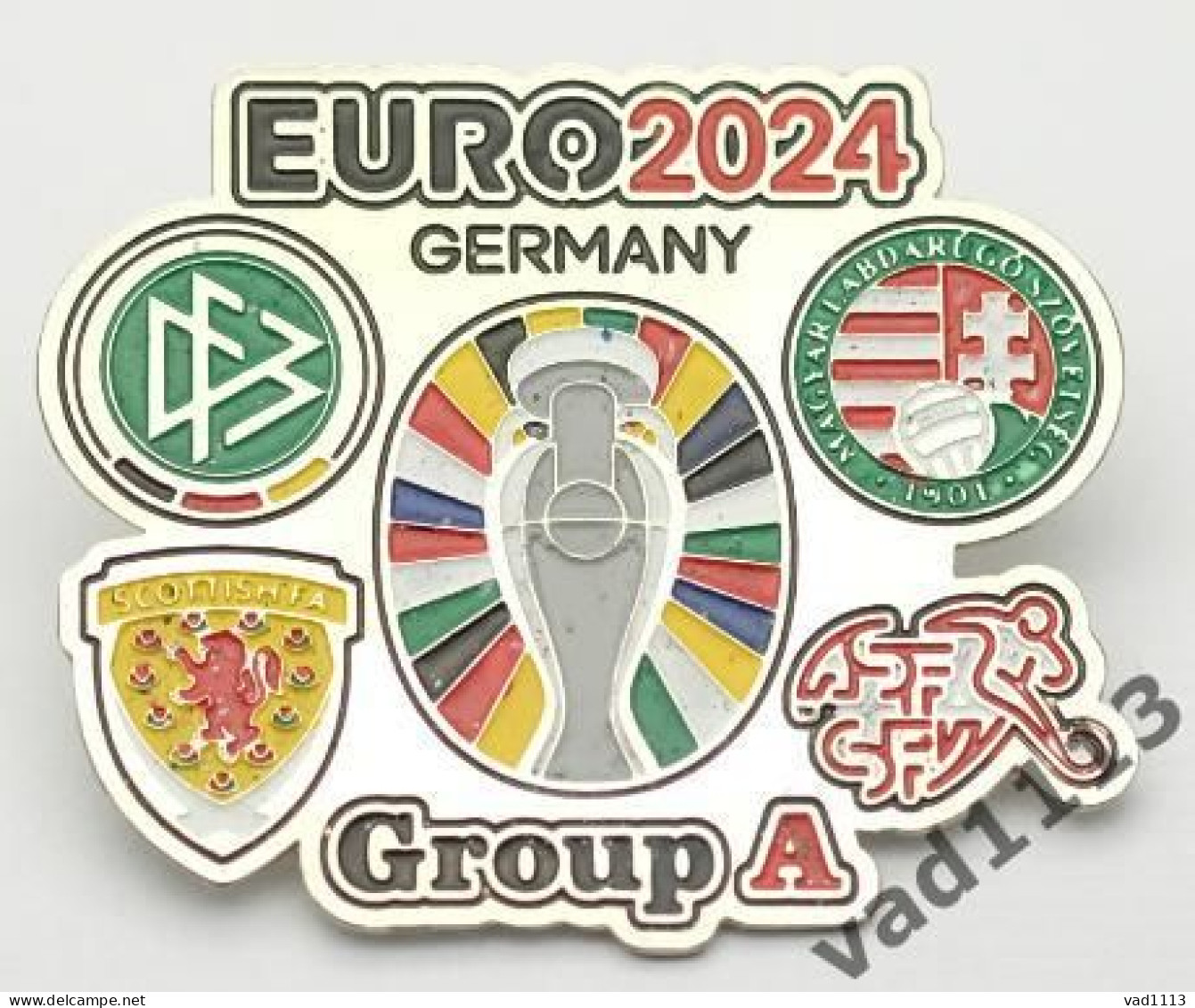 Metal Pin Badge Football EURO 2024 Group A - Germany, Hungary, Scotland, Switzerland. - Calcio