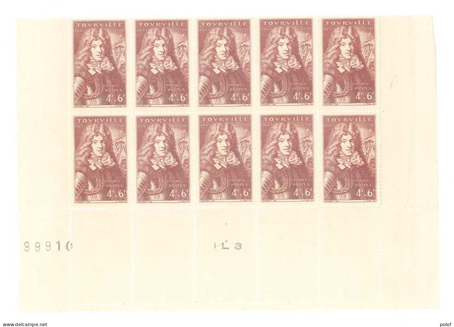 Yvert 600 - Tourville - Bloc De 10 Timbres Neufs Sans Traces De Charnières - Bord  De Feuille Numéroté - Autres & Non Classés