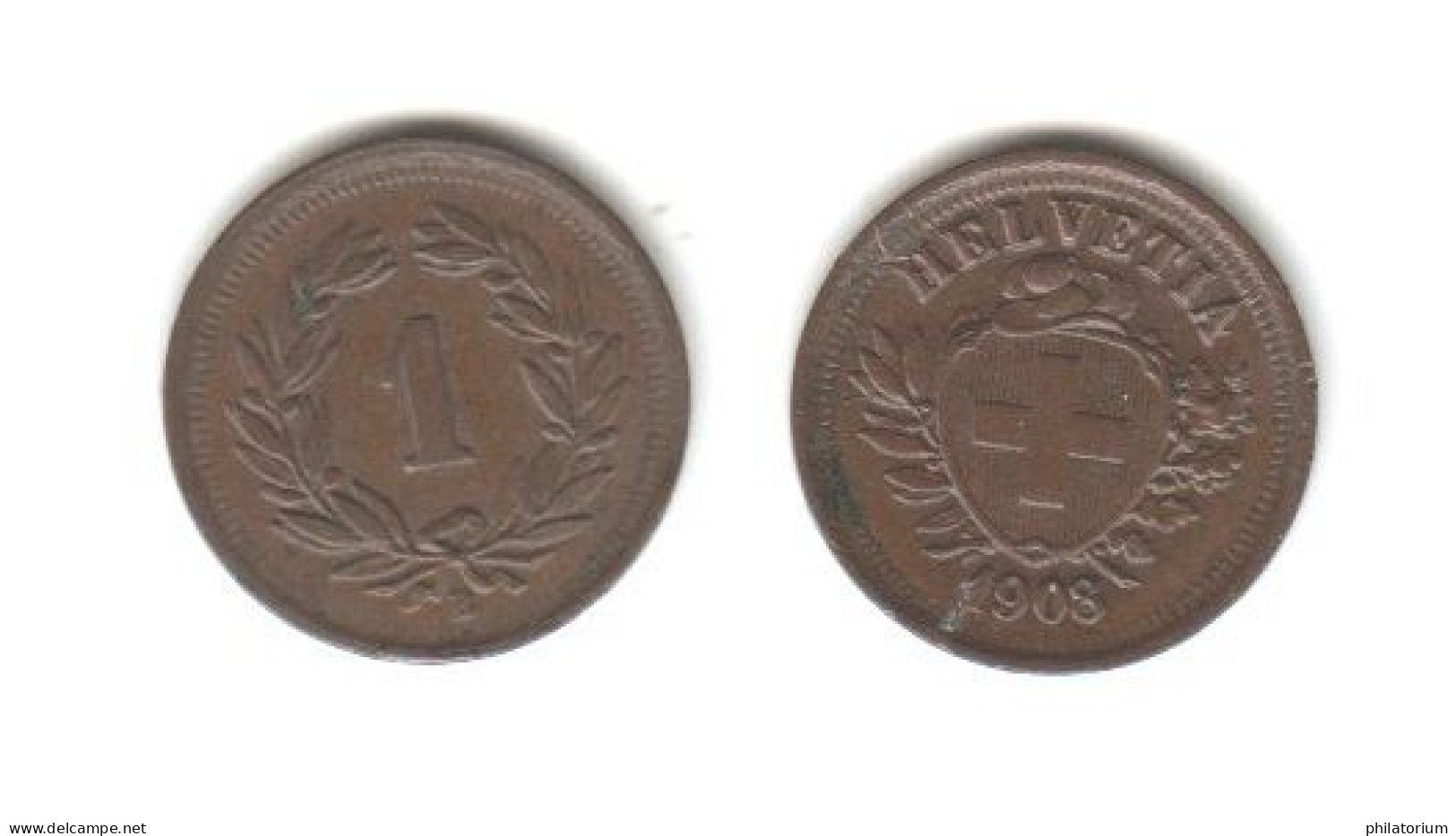 Su1sse 1 Centime Ou Rappen 1908, - Autres & Non Classés